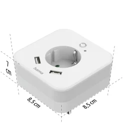 LED-Nachtlicht mit Steckdose, 2 USB-Ausgänge, Bewegungs- und Lichtsensor