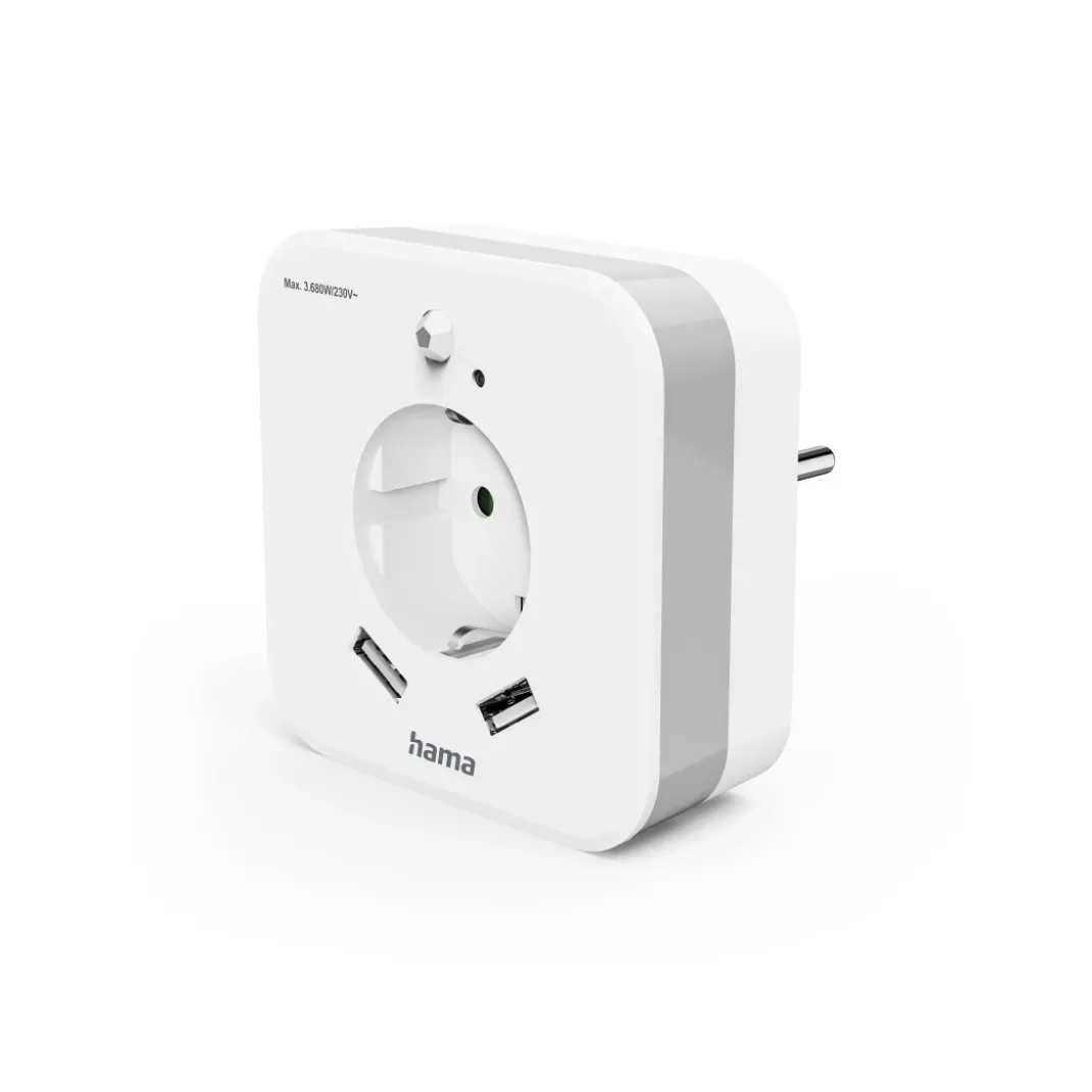 LED-Nachtlicht mit Steckdose, 2 USB-Ausgänge, Bewegungsmelder, Lichtsensor