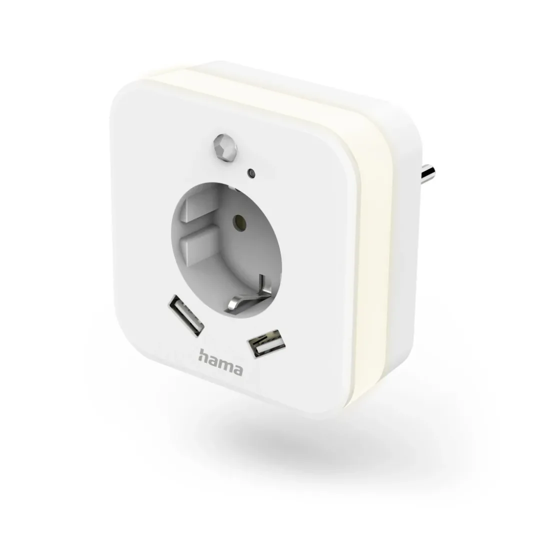 LED-Nachtlicht mit Steckdose, 2 USB-Ausgänge, Bewegungsmelder, Lichtsensor