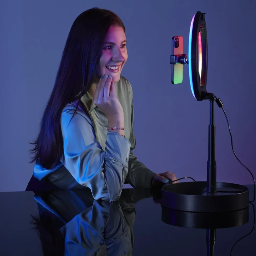 LED-RGB-Ringleuchte "SpotLight FoldUp RGB 102 ", Smartphone-Set, faltbar