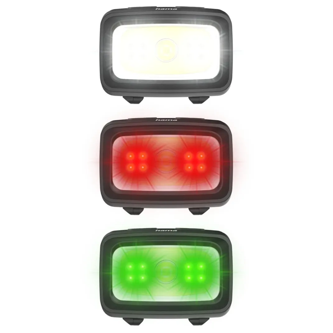 LED-Stirnlampe "HL350", Batterien, COB, Kopflampe, Warnlicht, Pfeife,7 Modi