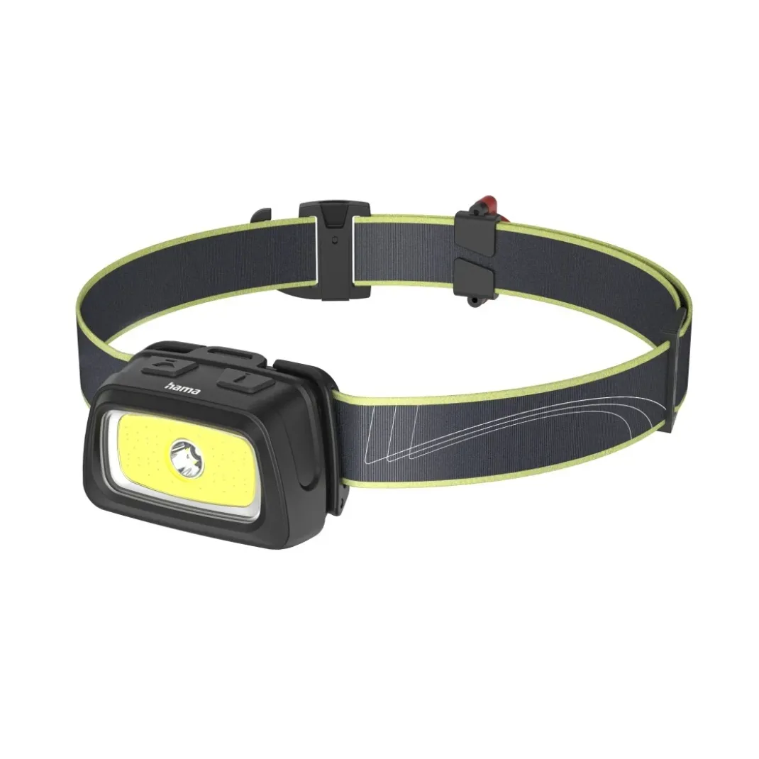 LED-Stirnlampe "HL350", Batterien, COB, Kopflampe, Warnlicht, Pfeife,7 Modi