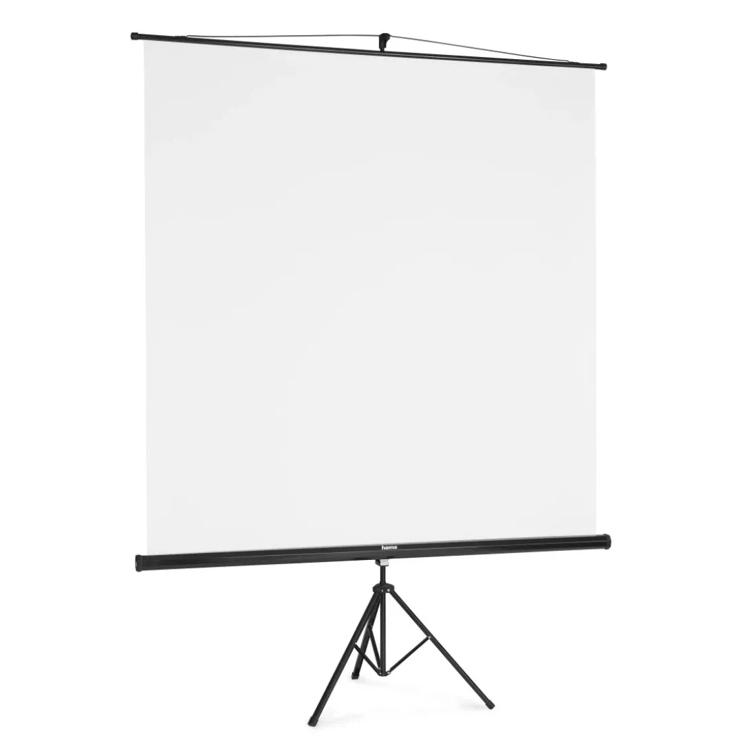 Leinwand mit Stativ, 180 x 180 cm, 2in1, mobiles Set, Teleskoprohr, Weiß