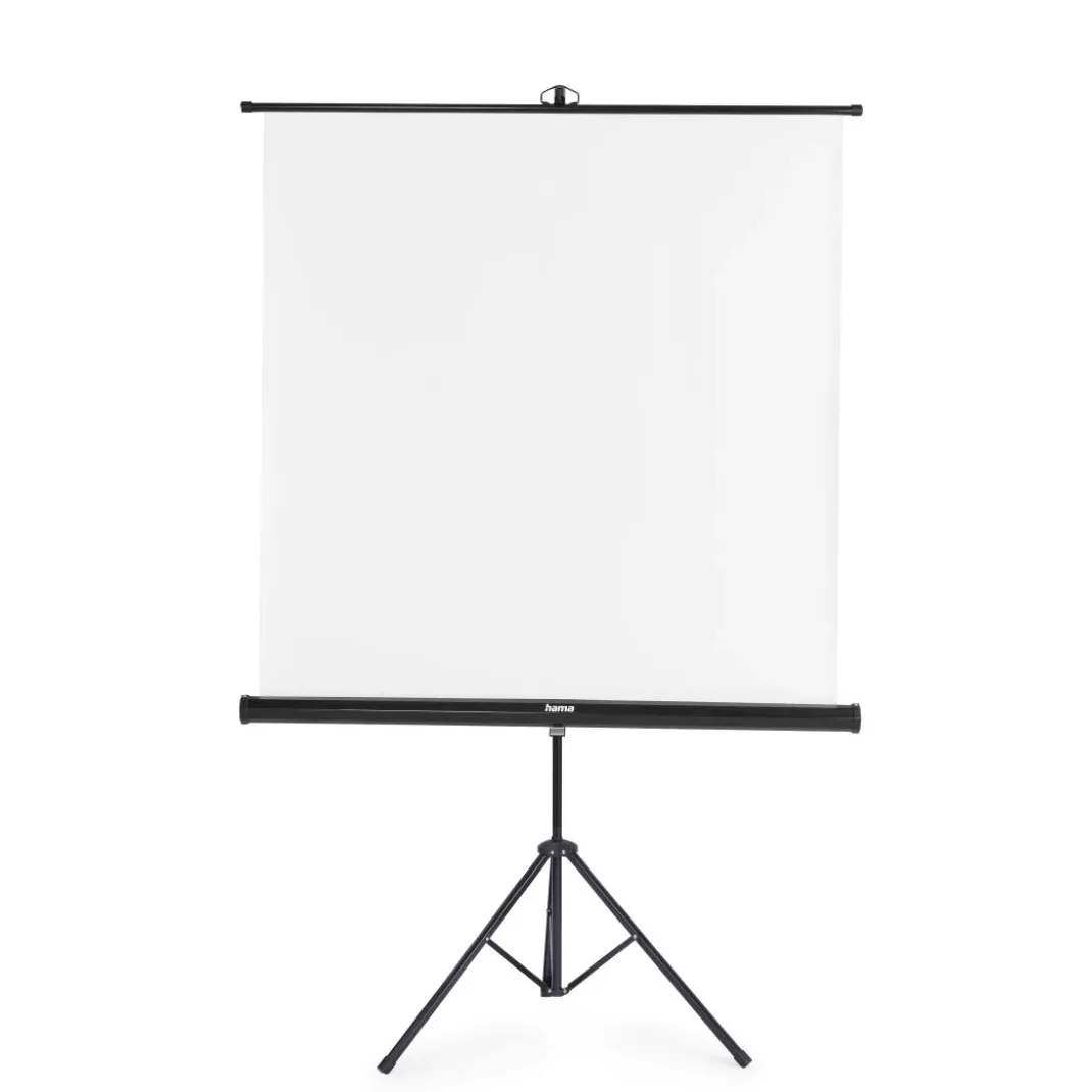 Leinwand mit Stativ, 125 x 125 cm, 2in1, mobiles Set, Teleskoprohr, Weiß