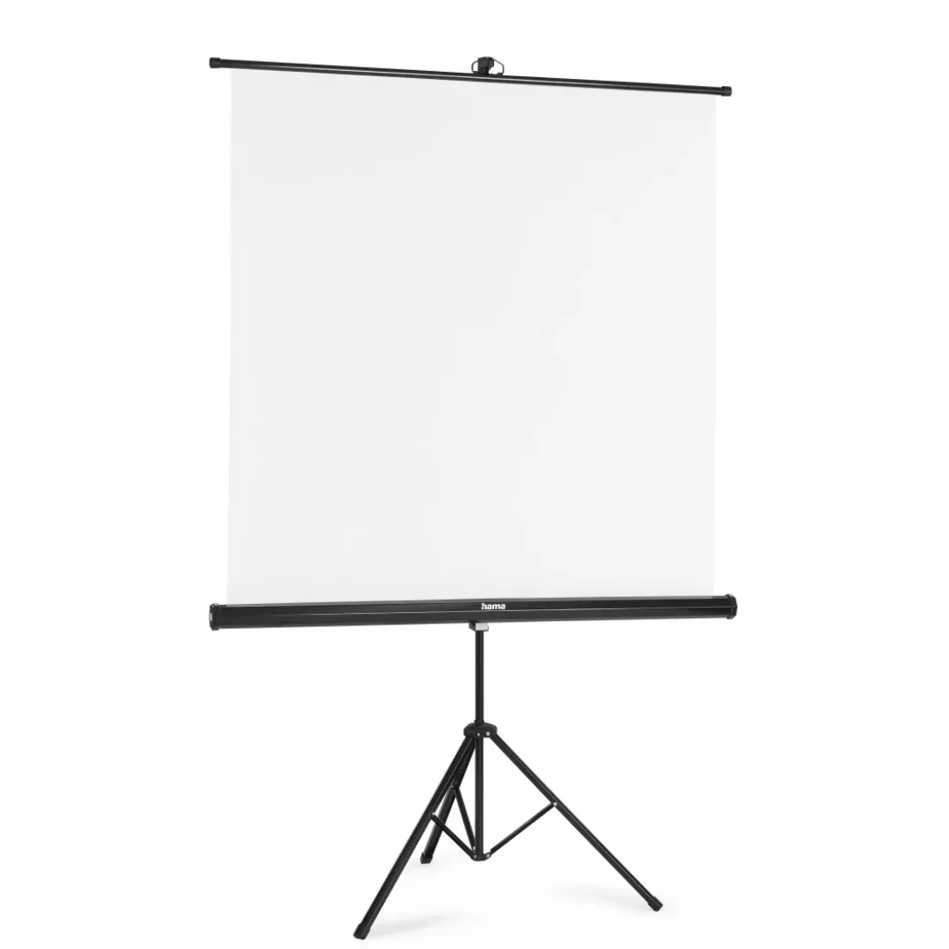 Leinwand mit Stativ, 125 x 125 cm, 2in1, mobiles Set, Teleskoprohr, Weiß