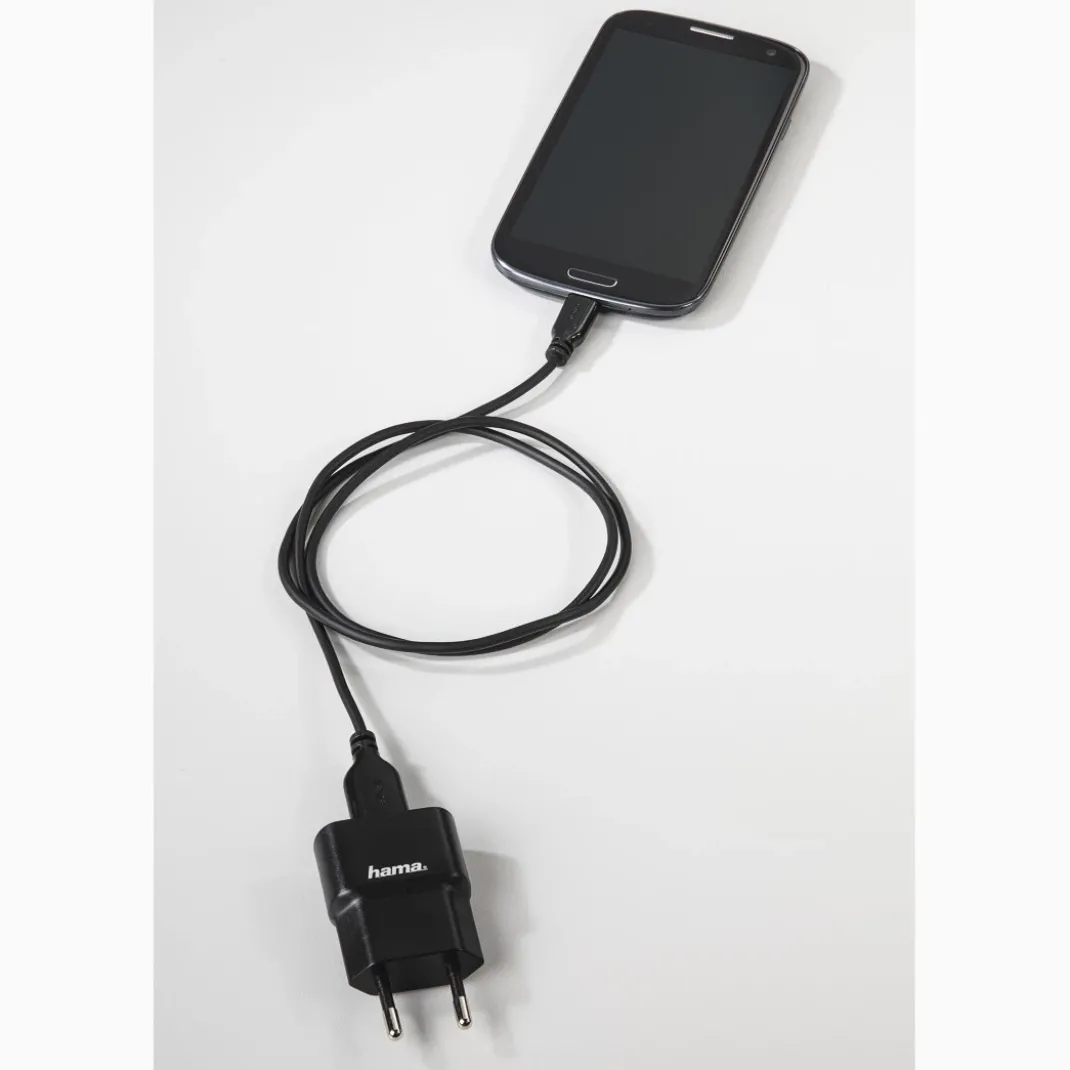 Micro-USB-Kabel, vergoldet, verdrehsicher, Schwarz, 0,75 m