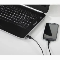 Micro-USB-Kabel, vergoldet, verdrehsicher, Schwarz, 0,75 m