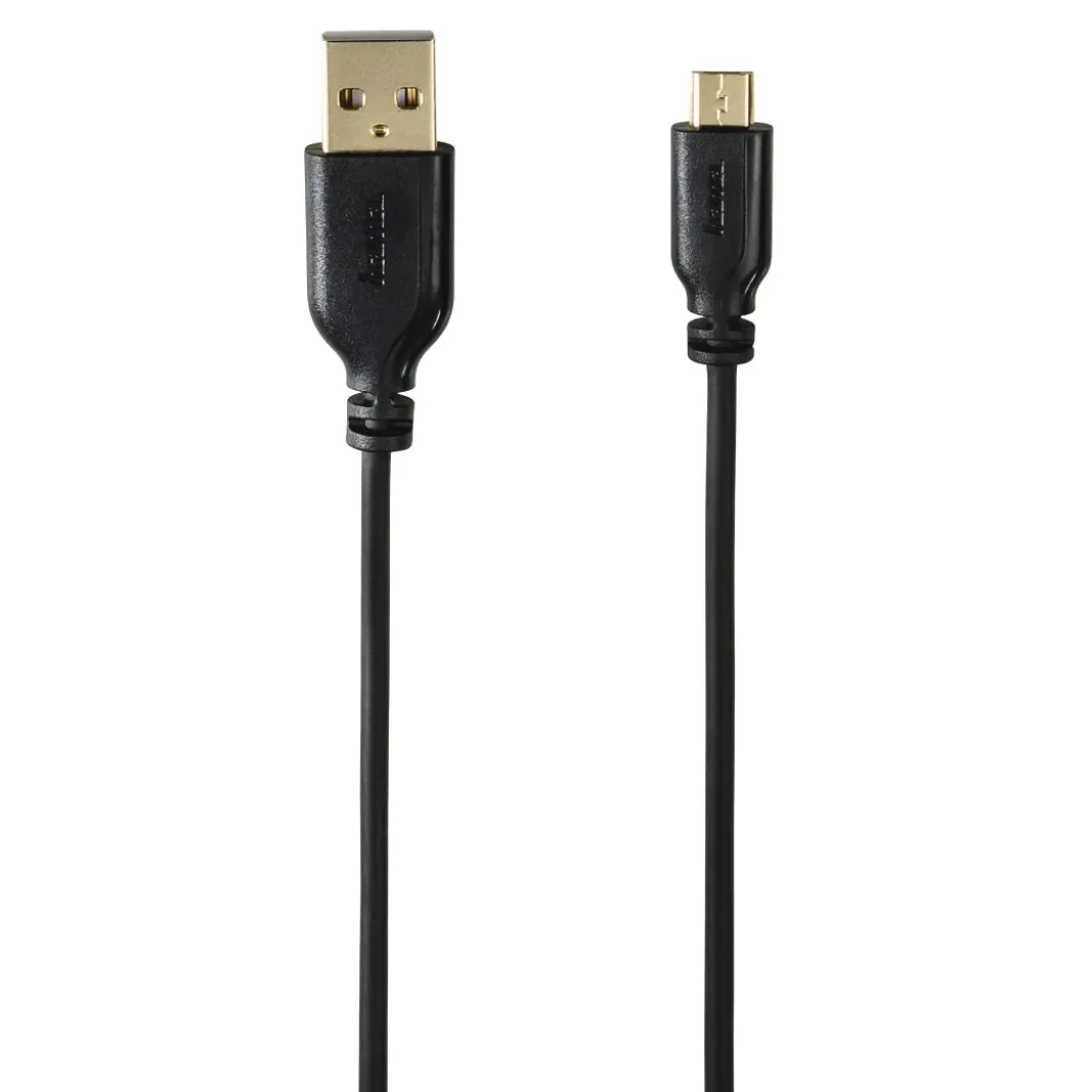 Micro-USB-Kabel, vergoldet, verdrehsicher, Schwarz, 0,75 m