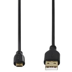 Micro-USB-Kabel, vergoldet, verdrehsicher, Schwarz, 0,75 m