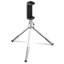 Mini-Stativ "Fancy 2in1" f. Handy u. Kamera (¼"), Reisestativ, 16cm, Silber