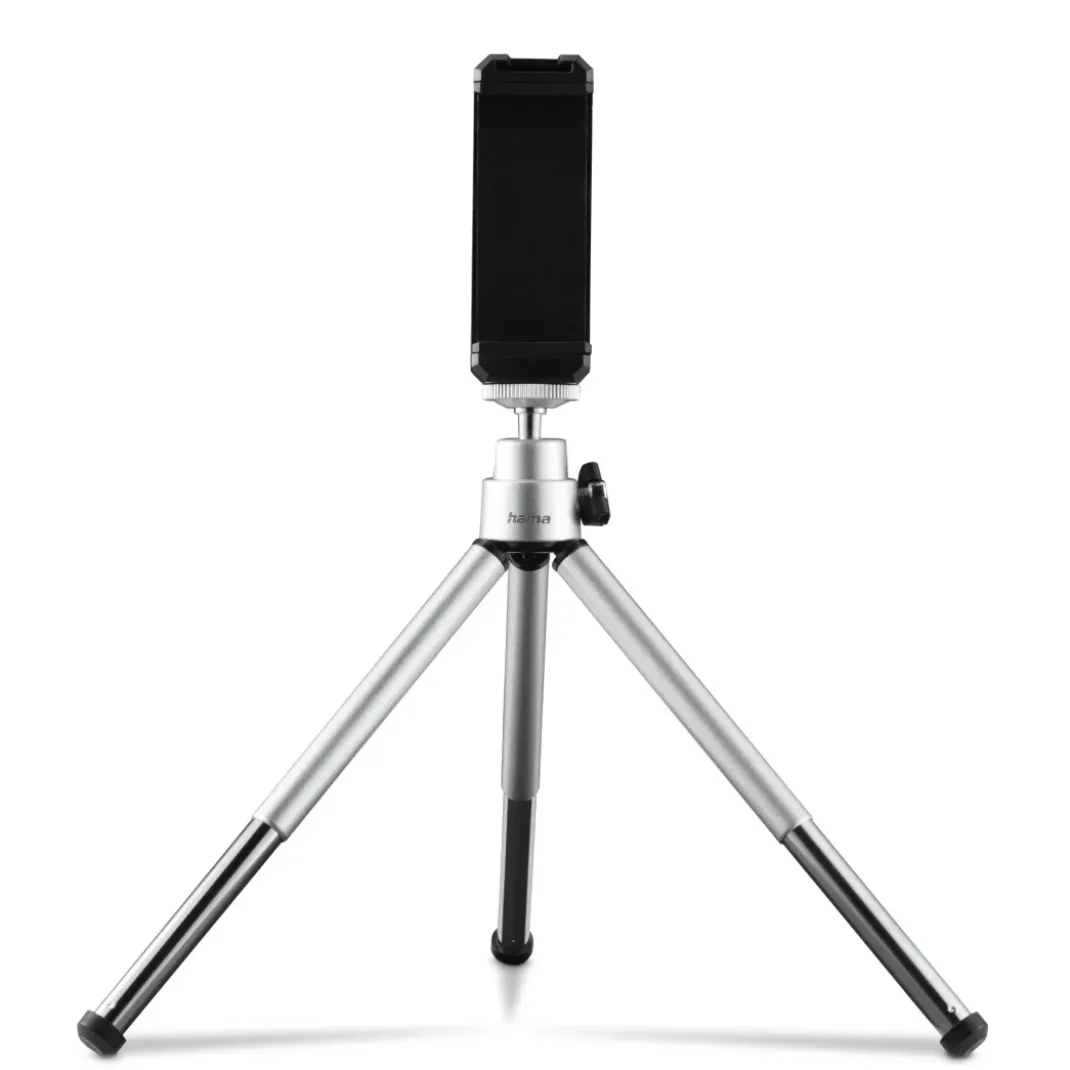 Mini-Stativ "Fancy 2in1" f. Handy u. Kamera (¼"), Reisestativ, 16cm, Silber
