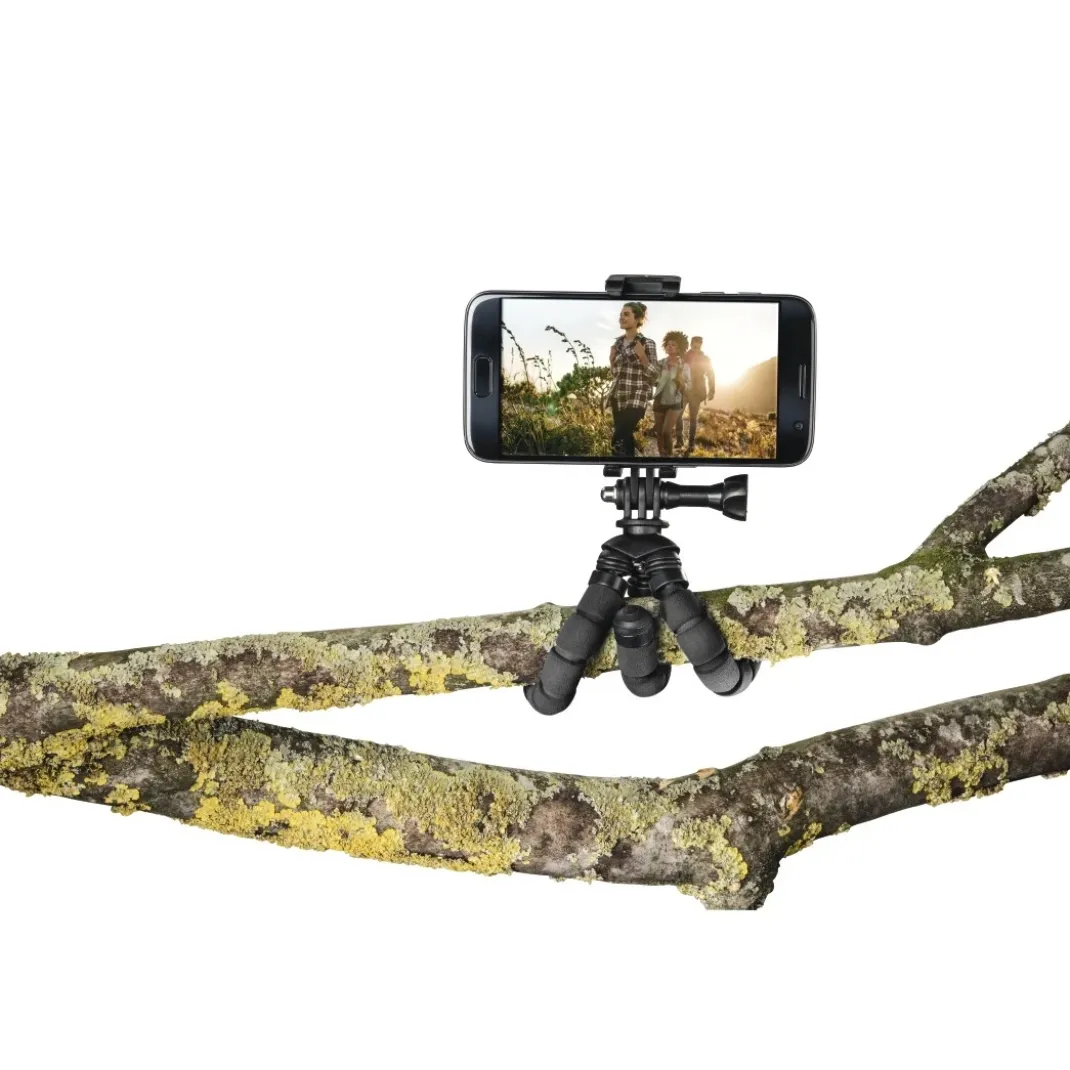 Ministativ "Flex" für Smartphone und GoPro, 14 cm, Schwarz
