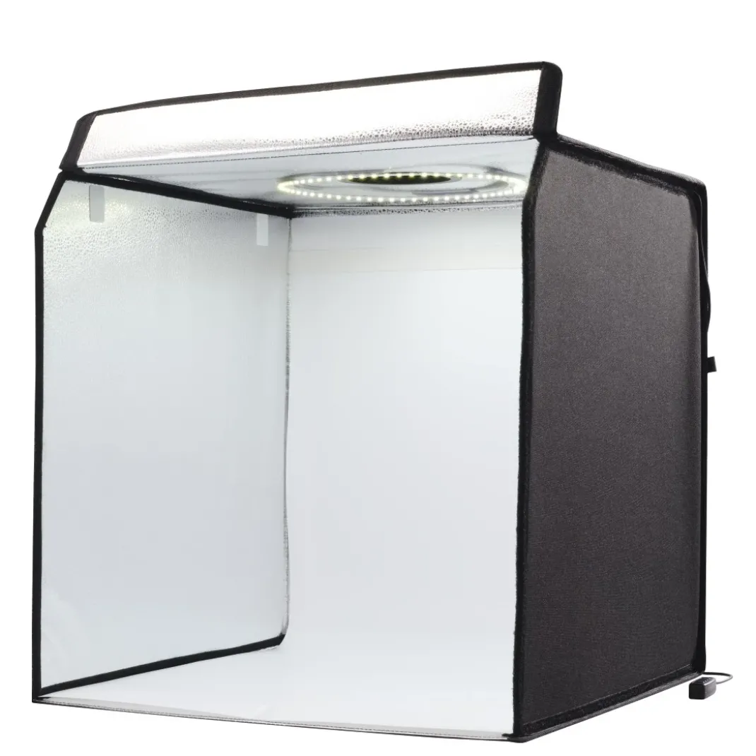 Mobiles Mini-Fotostudio "ToGo", faltbare Fotobox mit LED-Ringlicht, 50x50cm
