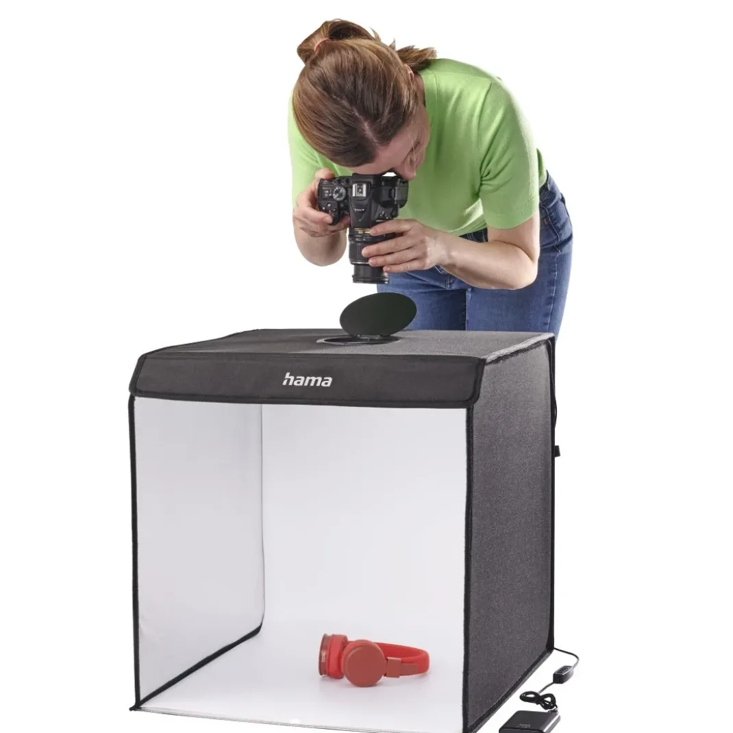 Mobiles Mini-Fotostudio "ToGo", faltbare Fotobox mit LED-Ringlicht, 50x50cm