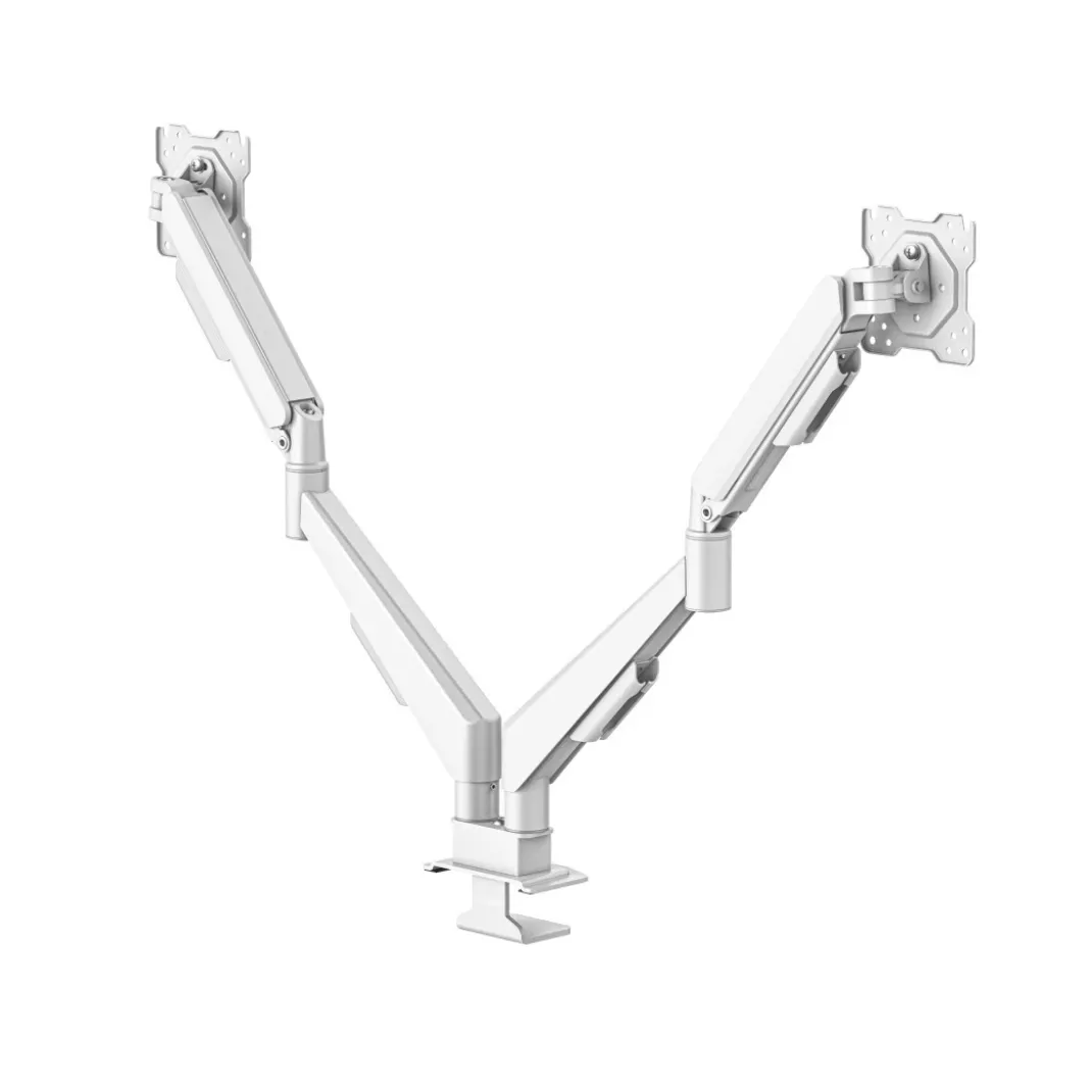 Monitorhalterung, 2 Monitore, Gasfeder, vollbeweglich, 17" - 35", Weiß