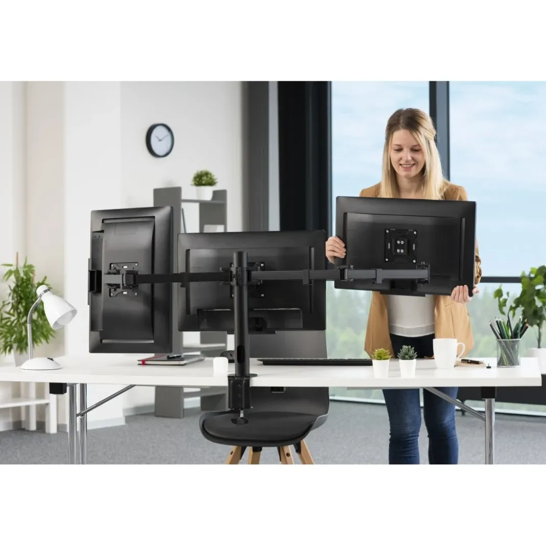 Monitorhalterung, 3 Monitore, höhenverstellbar, schwenk-/neigbar, 13" - 27"
