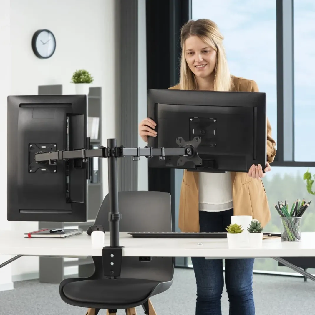Monitorhalterung, 2 Monitore, höhenverstellbar, schwenk-/neigbar, 13“ - 32"