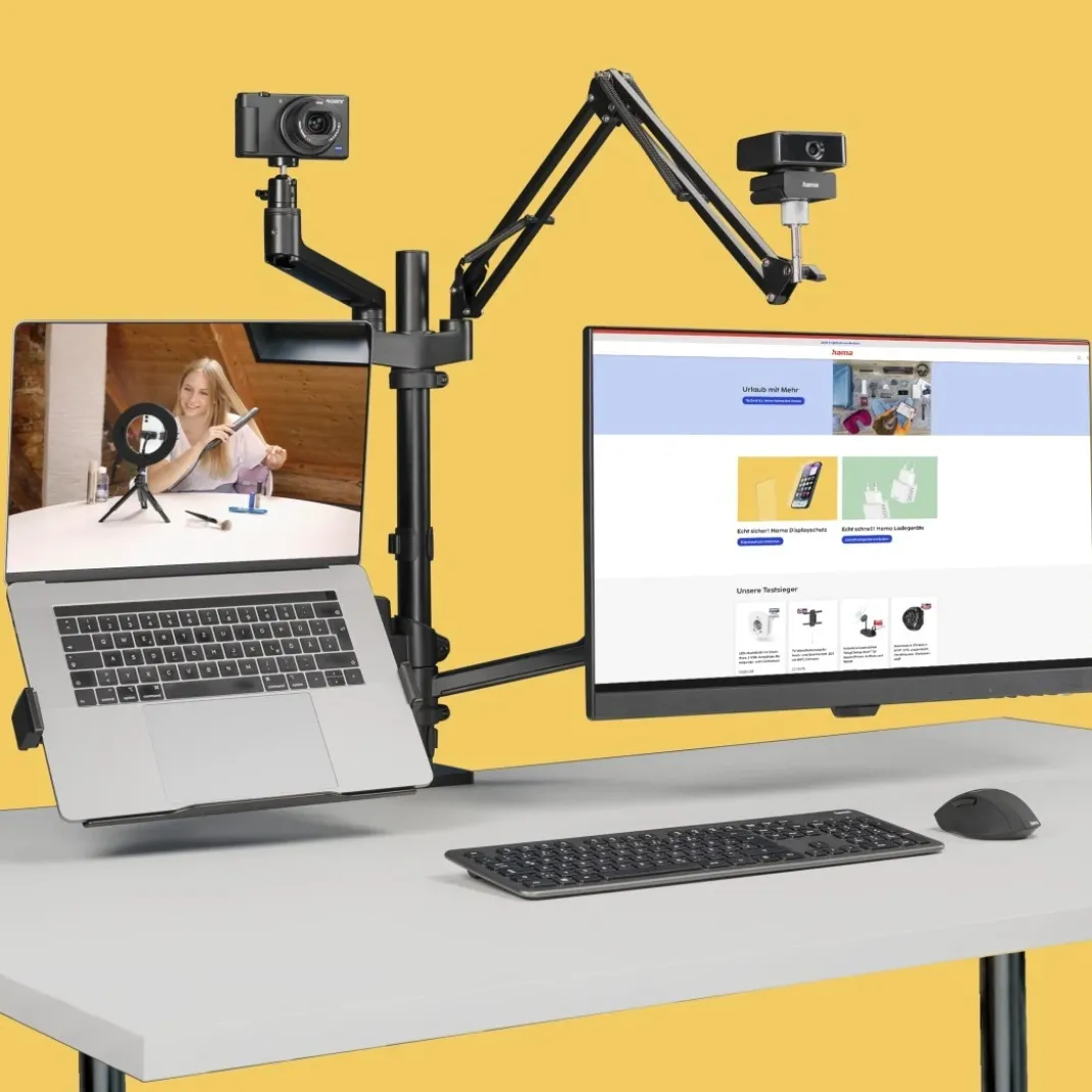 Monitorhalterung für Streaming Setup, 4 Arme, höhenverstellbar, schwenkbar