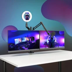 Monitorhalterung für Streaming Setup, 4 Arme, höhenverstellbar, schwenkbar