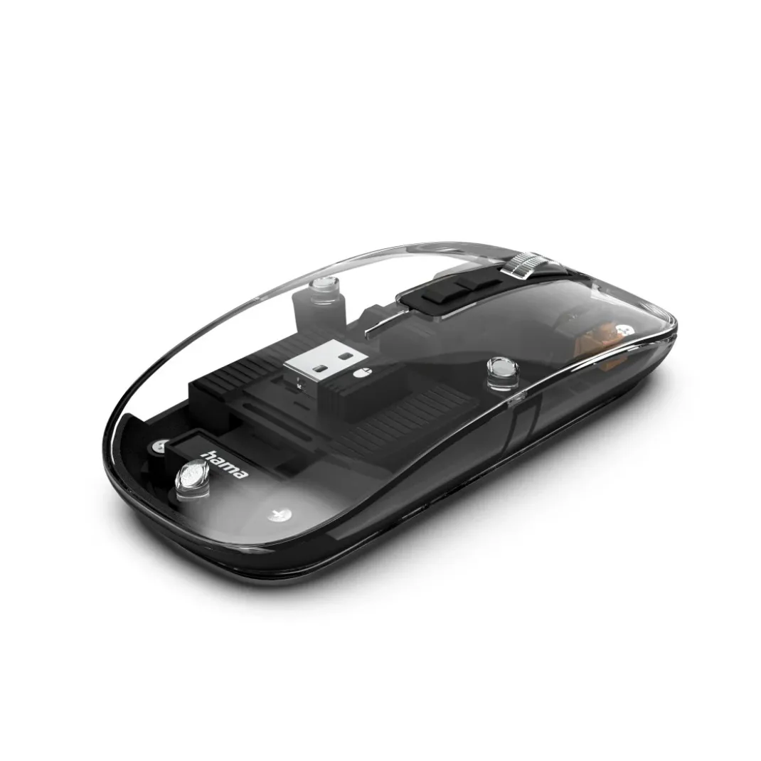 Multi-Device-Maus "WM-600", kabellos, Funk/BT, flach, 6 Tasten, transparent