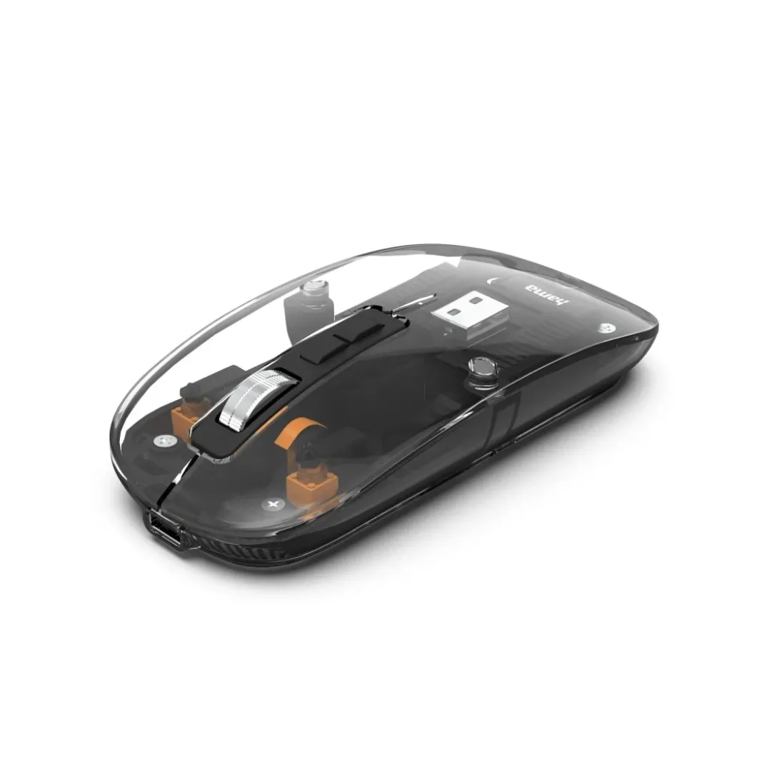 Multi-Device-Maus "WM-600", kabellos, Funk/BT, flach, 6 Tasten, transparent