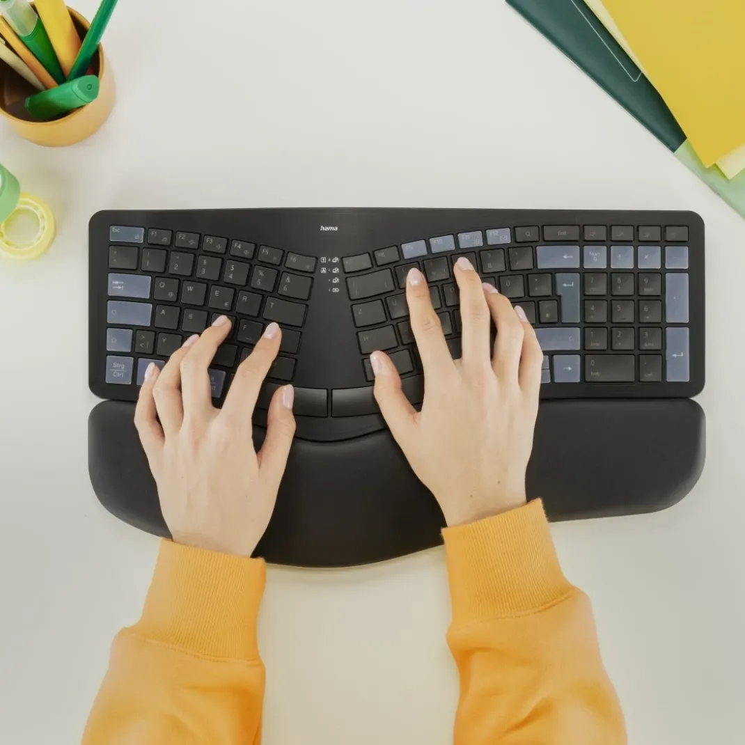 Multi-Device-Tastatur "WK-900 Ergo", kabellos, geteilt, LED, SW, QWERTZ DE