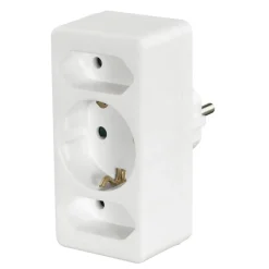 Multistecker, 3-fach, 2 Euro/1 Schutzkontakt-Kupplung, Weiß
