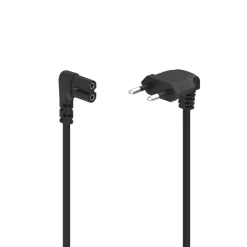 Netzkabel, beidseitig gewinkelt, Euro-Stecker, Doppelnut/C7, 1,5 m, Schwarz