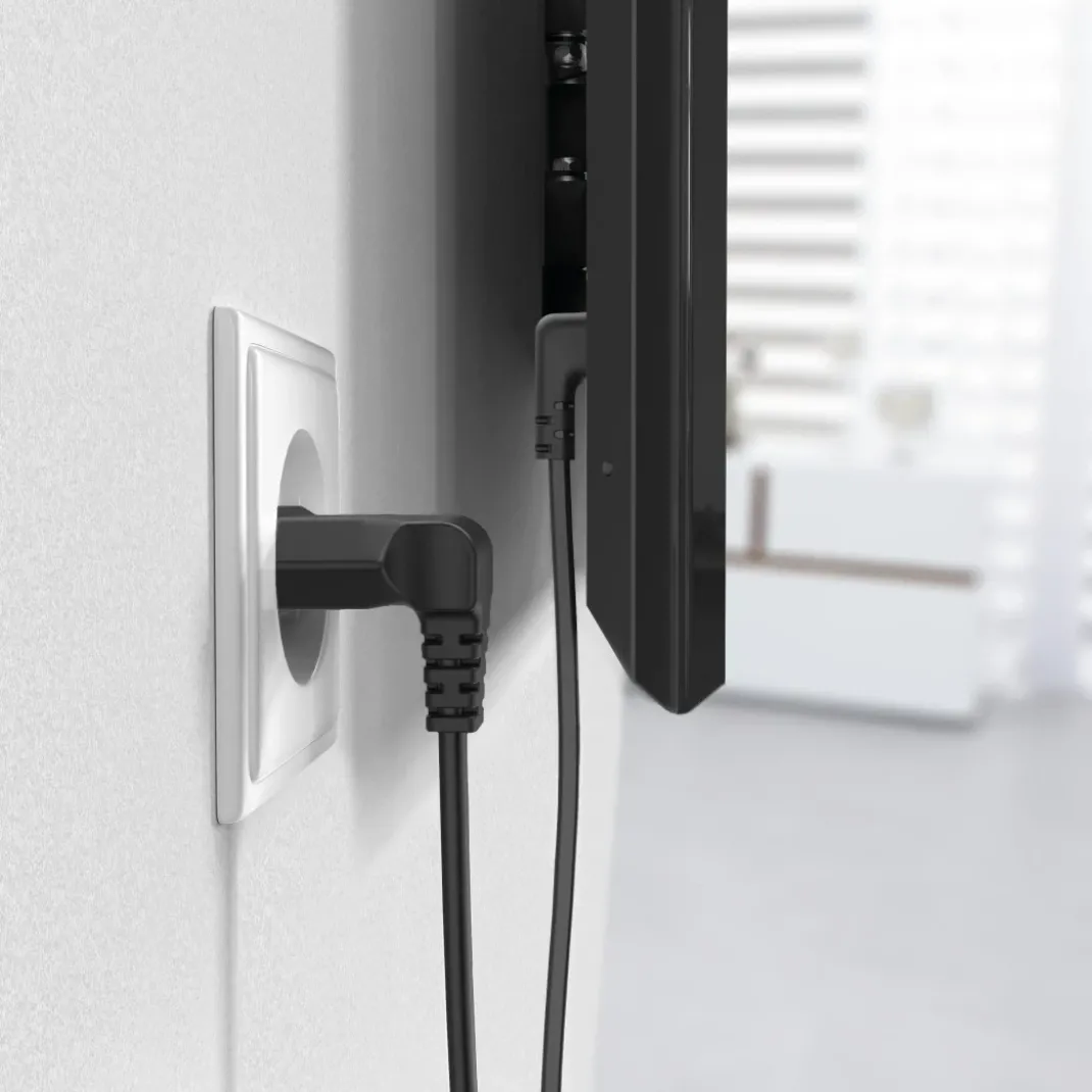 Netzkabel, beidseitig gewinkelt, Euro-Stecker, Doppelnut/C7, 1,5 m, Schwarz