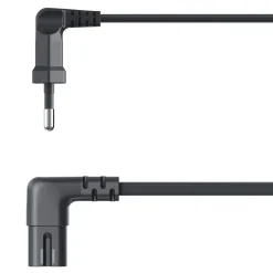 Netzkabel, beidseitig gewinkelt, Euro-Stecker, Doppelnut/C7, 1,5 m, Schwarz