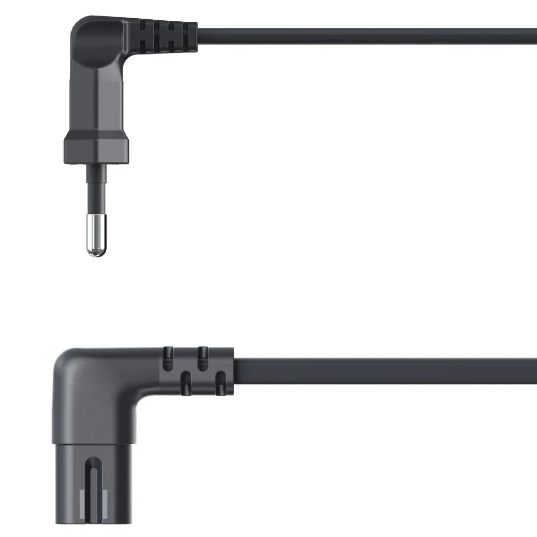 Netzkabel, beidseitig gewinkelt, Euro-Stecker, Doppelnut/C7, 1,5 m, Schwarz