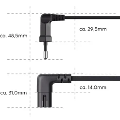 Netzkabel, beidseitig gewinkelt, Euro-Stecker, Doppelnut/C7, 1,5 m, Schwarz