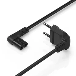 Netzkabel, beidseitig gewinkelt, Euro-Stecker, Doppelnut/C7, 5 m, Schwarz