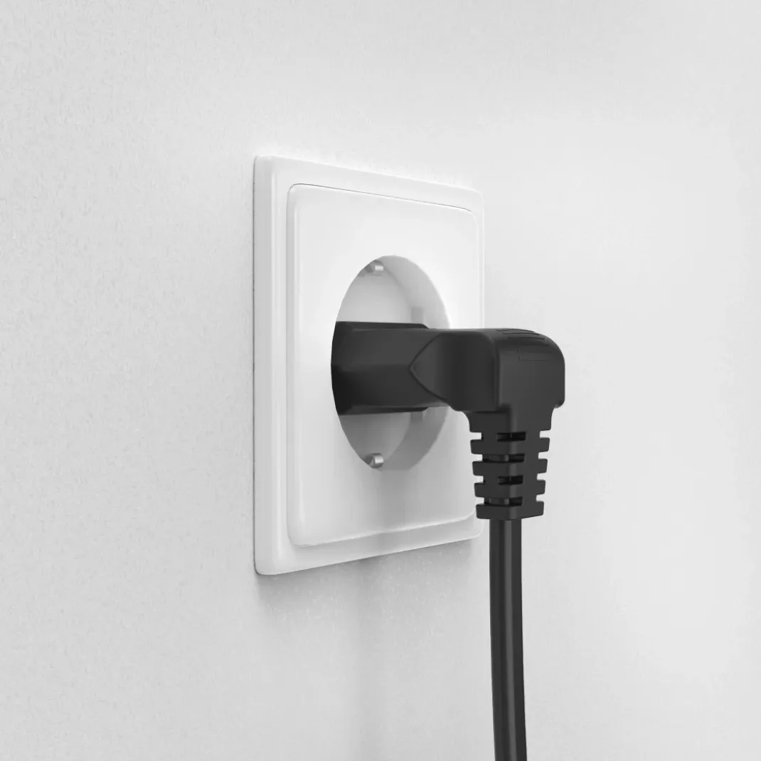 Netzkabel, beidseitig gewinkelt, Euro-Stecker, Doppelnut/C7, 5 m, Schwarz