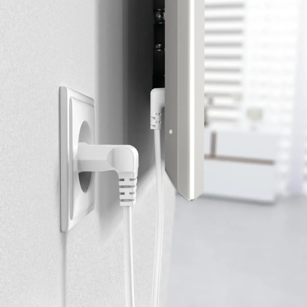 Netzkabel, beidseitig gewinkelt, Euro-Stecker, Doppelnut/C7, 5 m, Weiß
