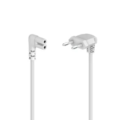 Netzkabel, beidseitig gewinkelt, Euro-Stecker, Doppelnut/C7, 5 m, Weiß