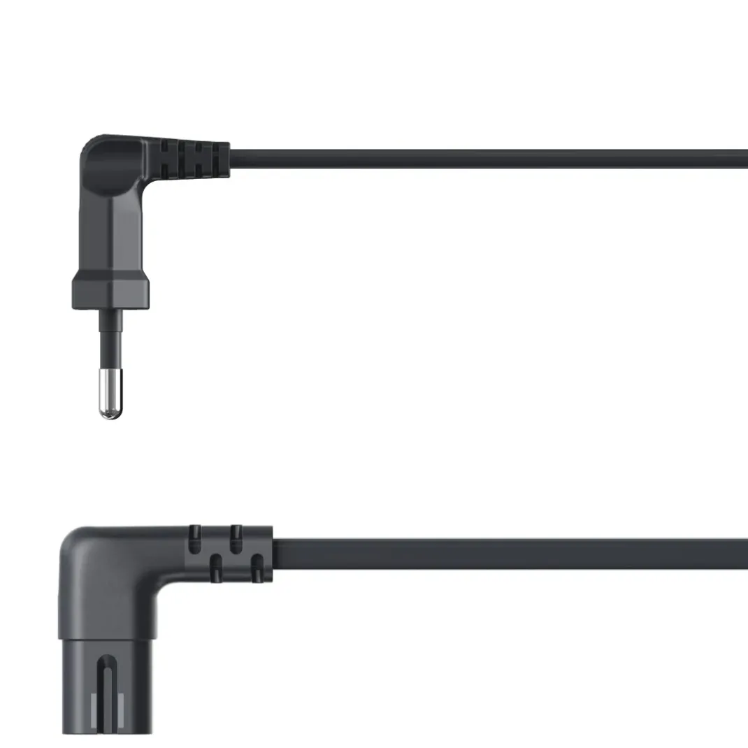 Netzkabel, beidseitig gewinkelt, Euro-Stecker, Doppelnut/C7, 3 m, Schwarz