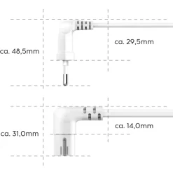 Netzkabel, beidseitig gewinkelt, Euro-Stecker, Doppelnut/C7, 3 m, Weiß