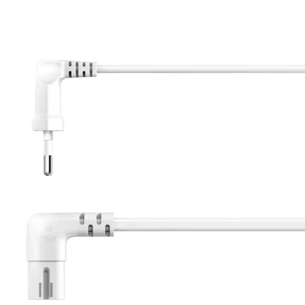 Netzkabel, beidseitig gewinkelt, Euro-Stecker, Doppelnut/C7, 3 m, Weiß