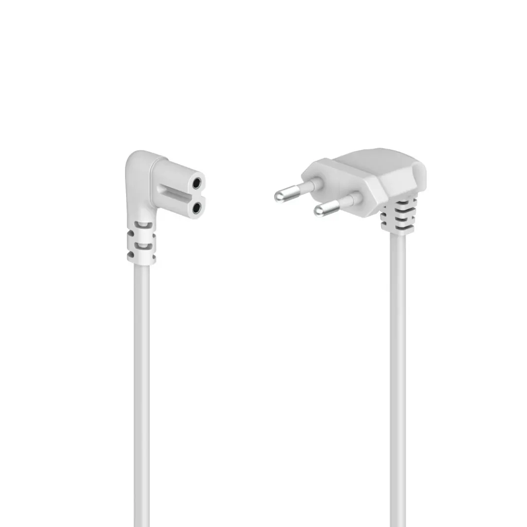 Netzkabel, beidseitig gewinkelt, Euro-Stecker, Doppelnut/C7, 1,5 m, Weiß
