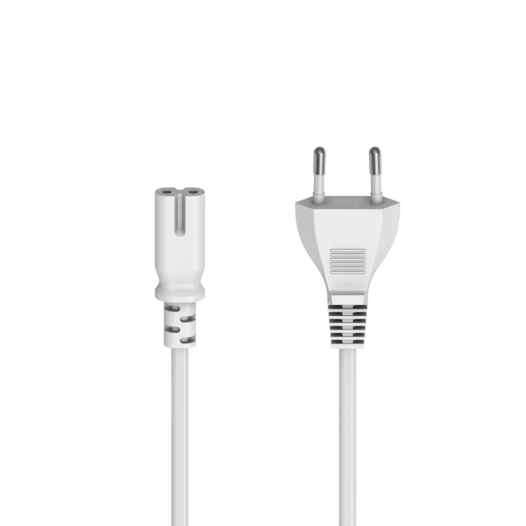 Netzkabel mit Eurostecker, 2-Pin-Stecker, Doppelnut/C7, 5 m, Weiß