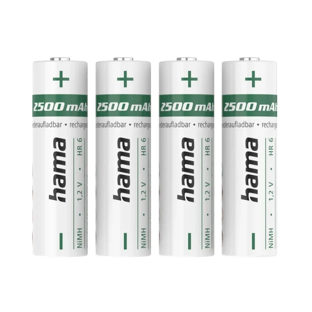 NiMH-Akkus, AA Mignon, 2500 mAh, 1,2 V, 4 Stück