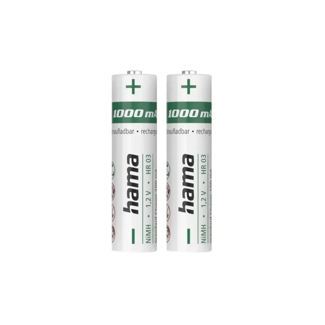 NiMH-Akkus, AAA Micro, 1000 mAh, 1,2 V, 2 Stück