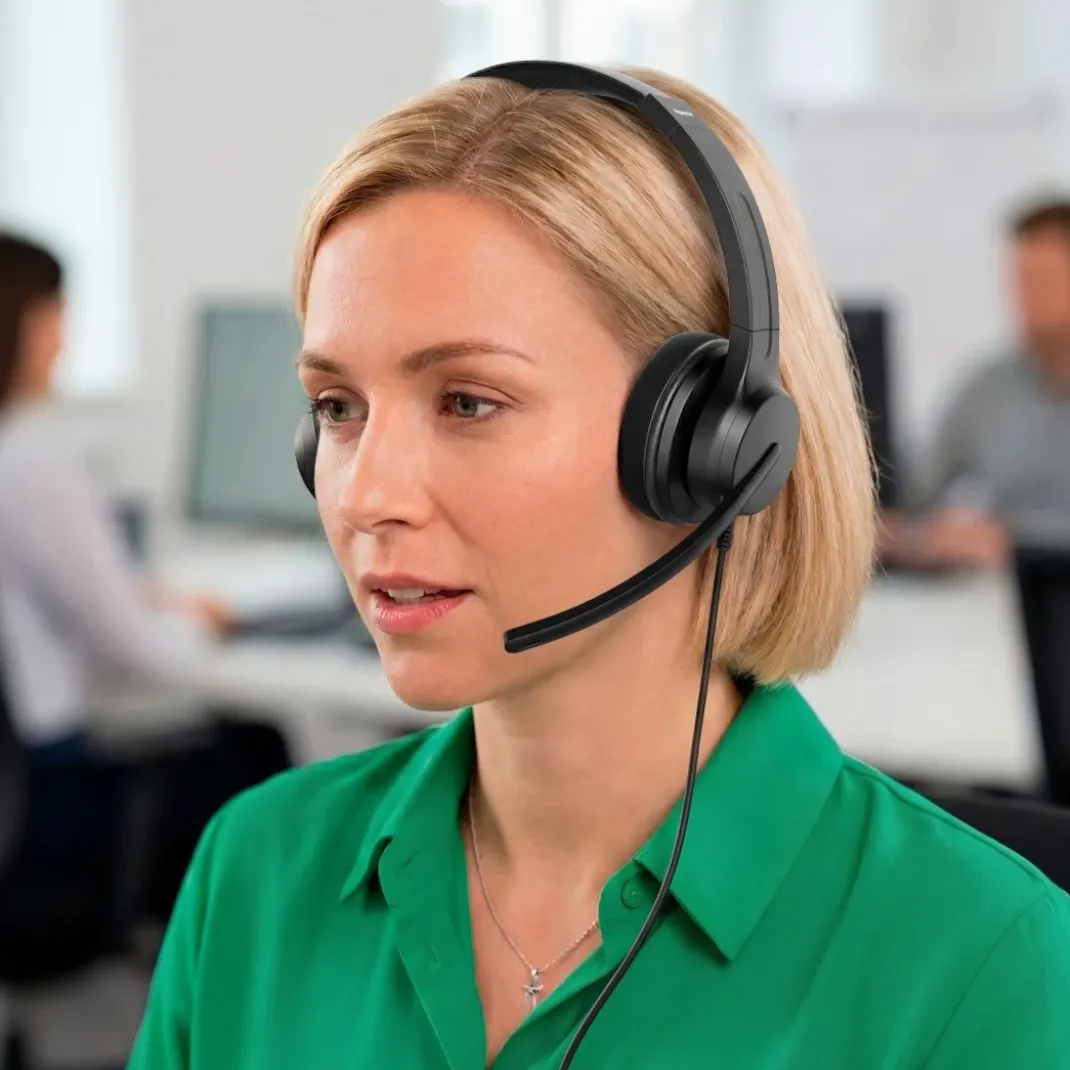 Office-Headset "CHS-300" für PC, Business-Kopfhörer mit Kabel und Mikrofon