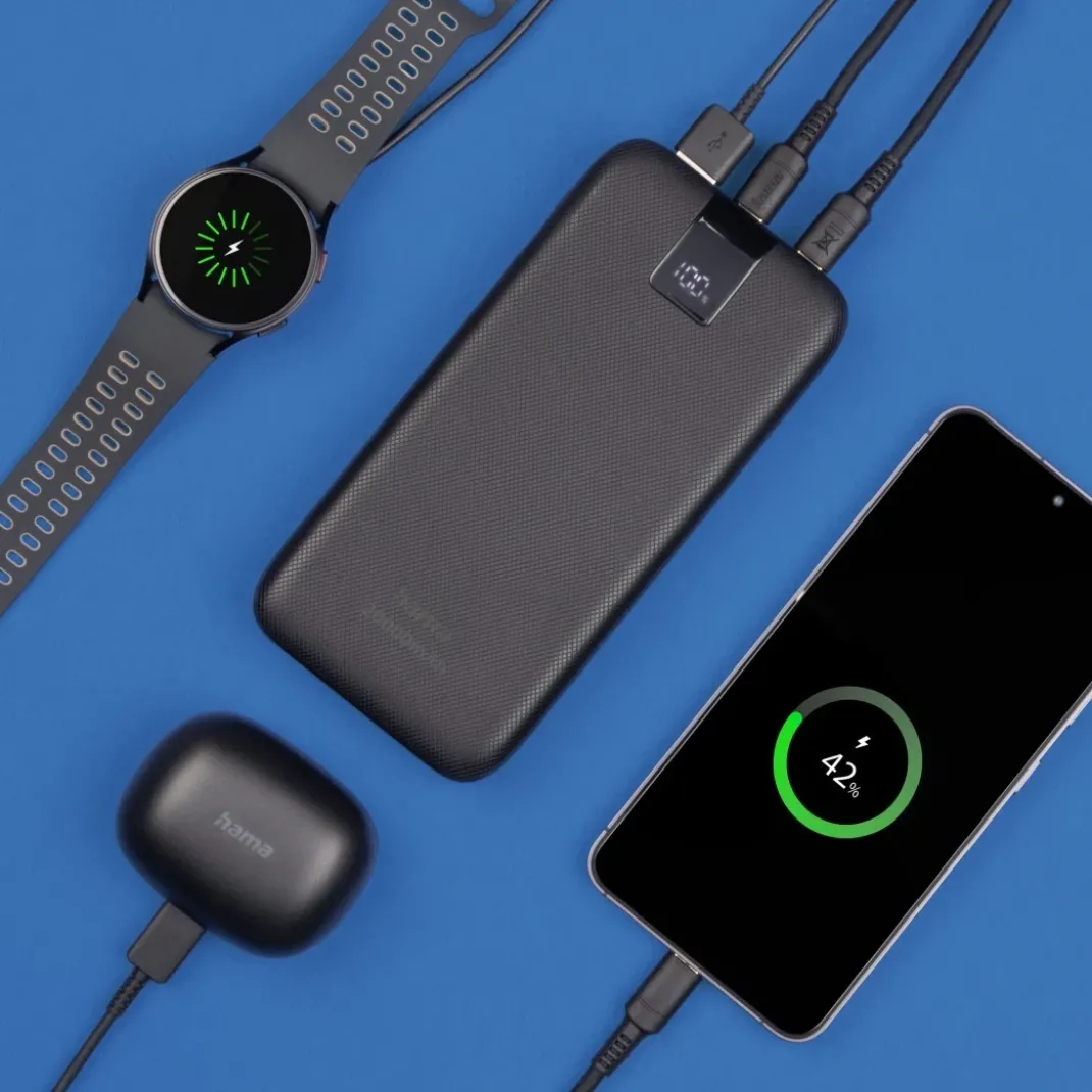Power Pack "PD 20" 20000mAh, Ausgänge: 2x USB-C, USB-A, Schnellladen, Anth.