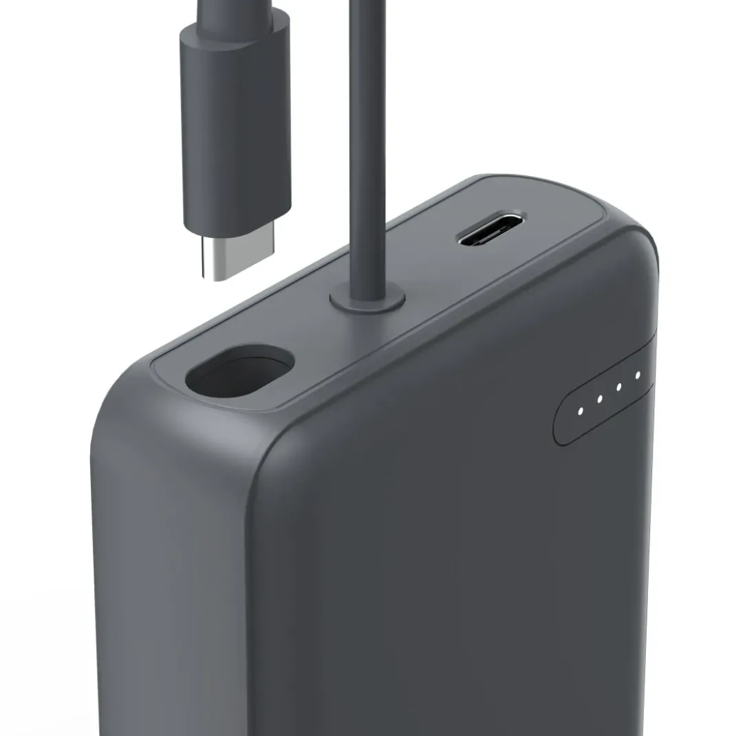 Power Pack "Travel" mit Kabel, 10000mAh, 2 Ausgänge: 2x USB-C, Anthrazit