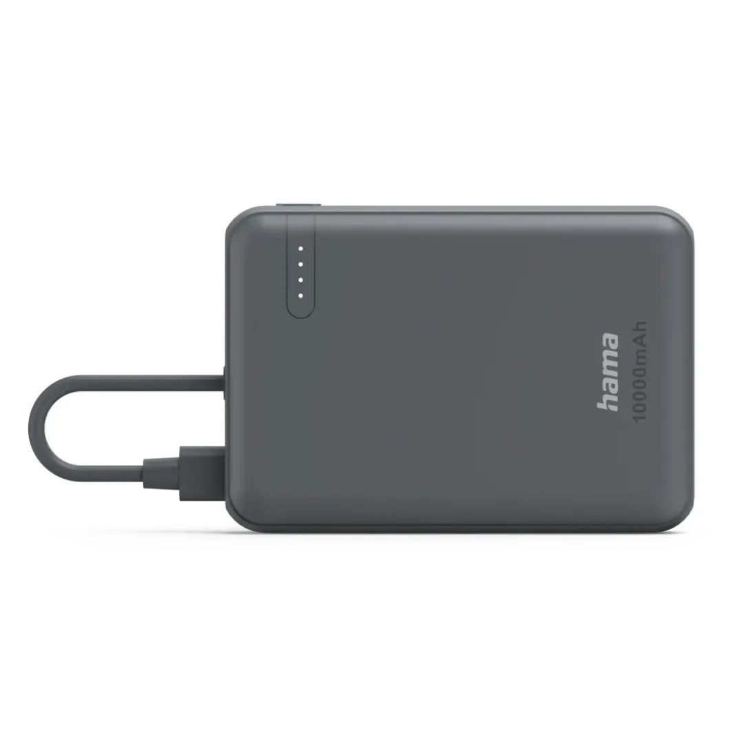 Power Pack "Travel" mit Kabel, 10000mAh, 2 Ausgänge: 2x USB-C, Anthrazit