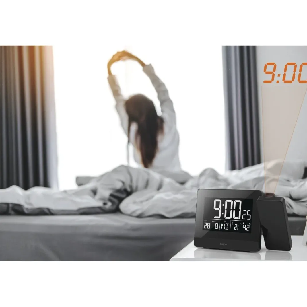 Projektionswecker "Plus Charge", Schwarz