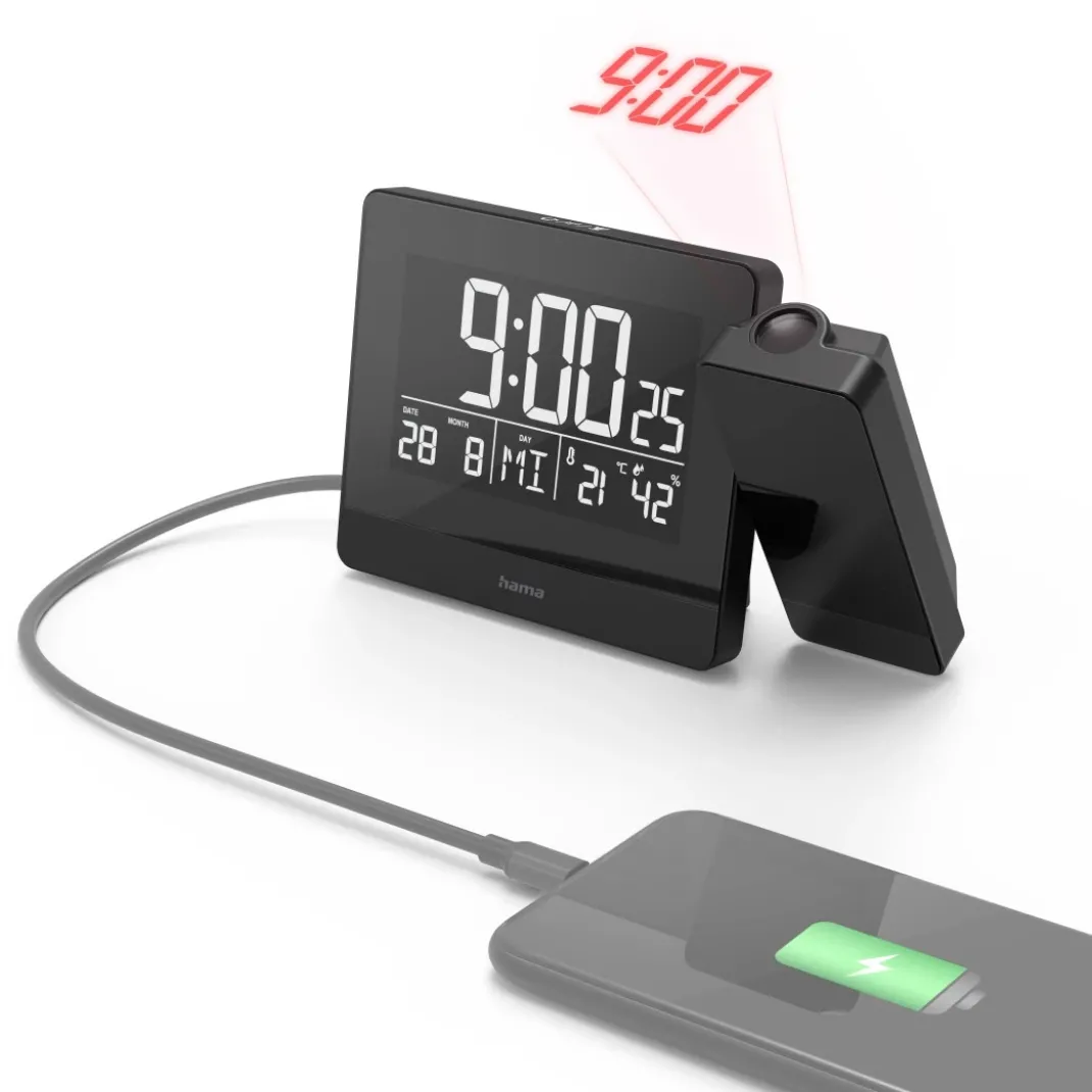 Projektionswecker "Plus Charge", Schwarz