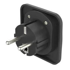 Reiseadapter Typ E und F, 3-polig, universal, Welt nach Europa, Schwarz